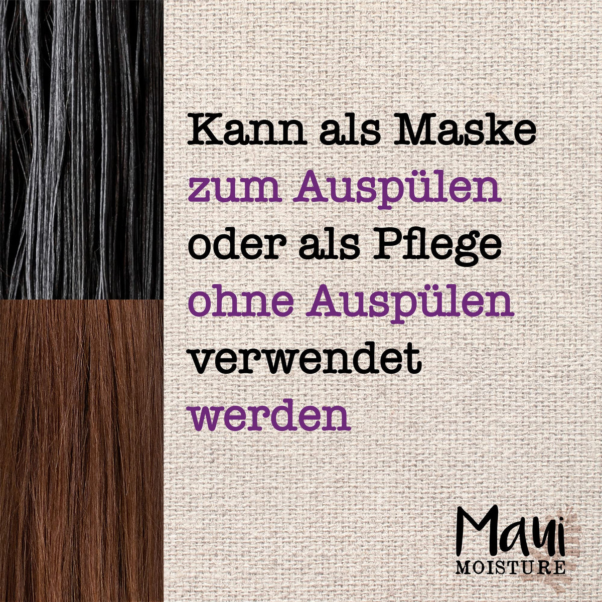 Maui Moisture after-use hair gloss suggests soft, shiny finish
