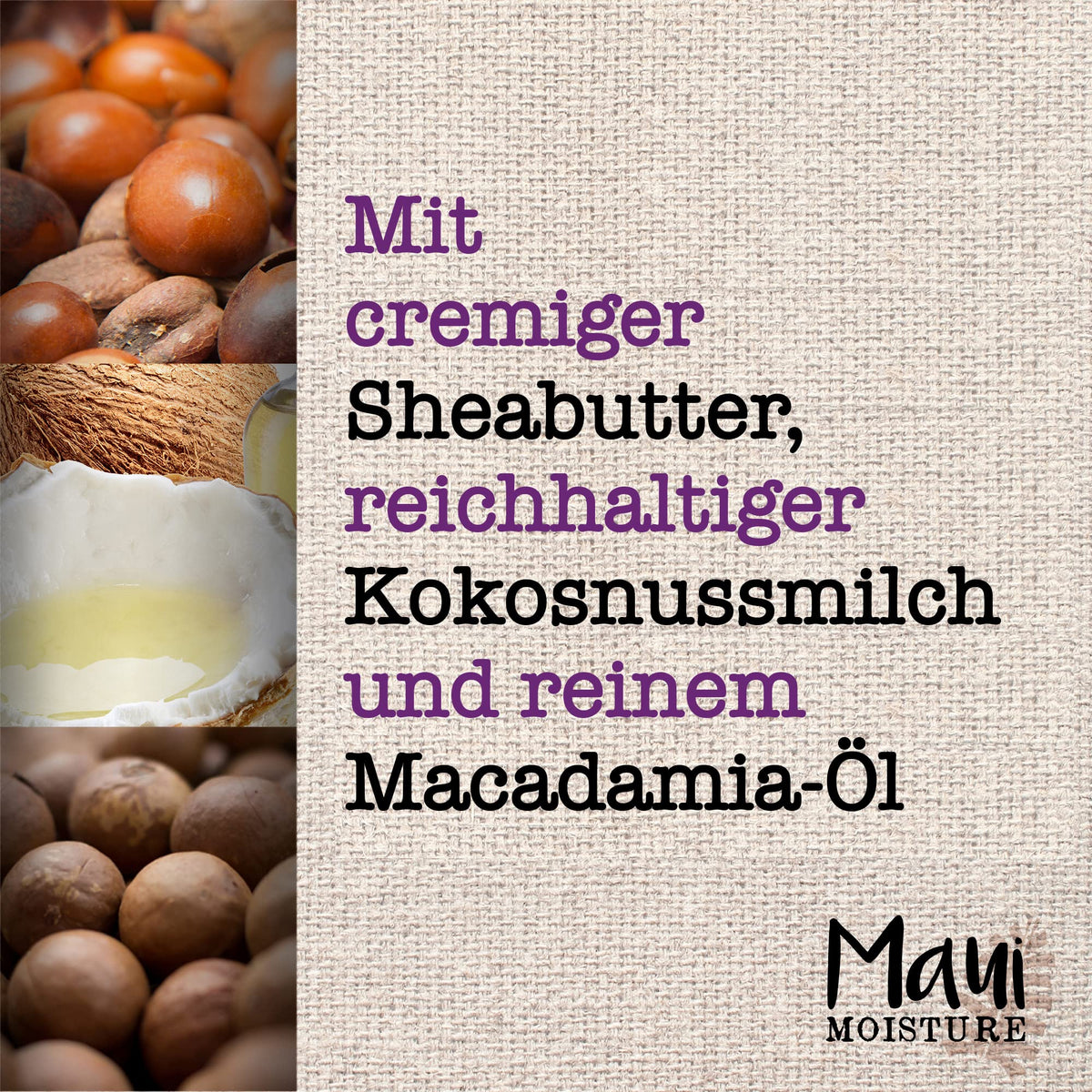 Maui Moisture Macadamia oil infusion nourishes hair visibly