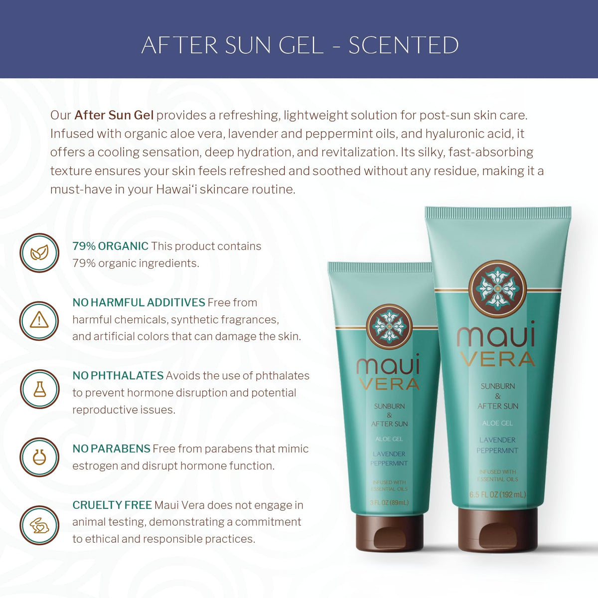 Maui Vera After Sun Gel hyaluronic moisture boost for hydrated skin after sun