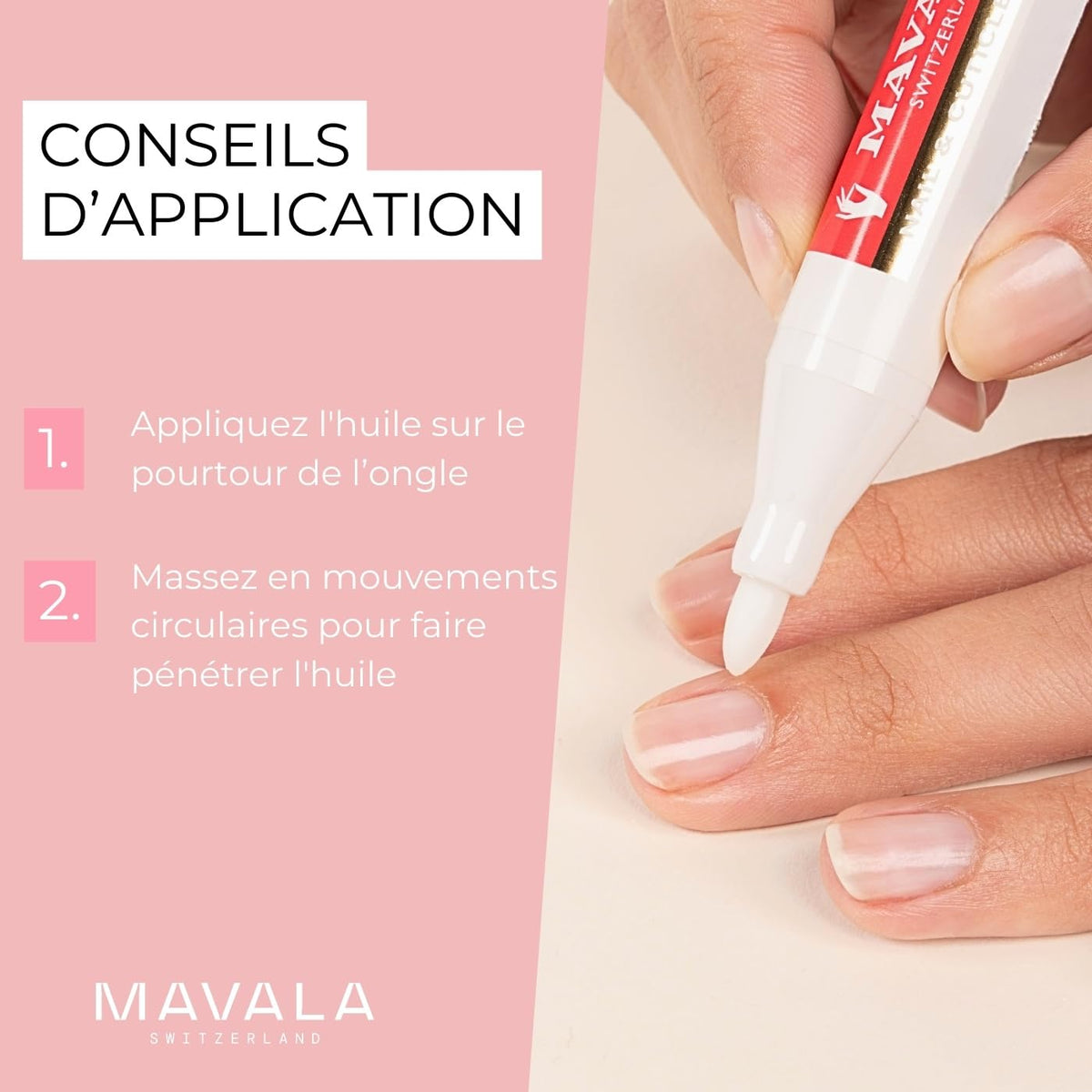 MAVALA Mavapen bottle shows vitamin E information for nails
