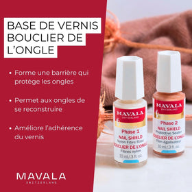 Mavala Nail Shield two-step kit for stronger, healthier nails.