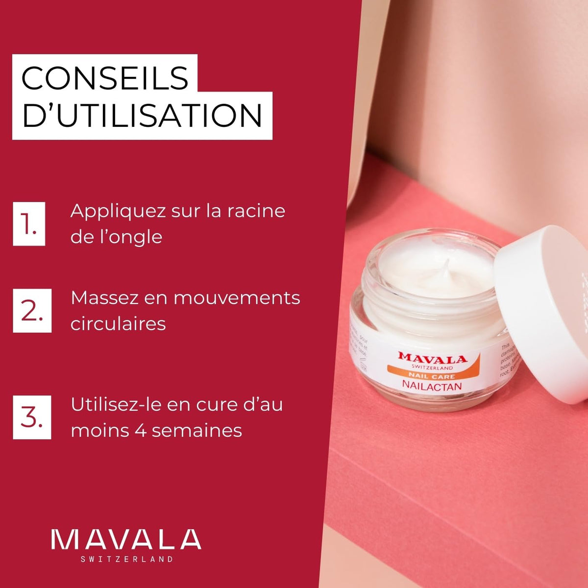 Mavala Nailactan cuticle care application demonstrating gentle nightly use.