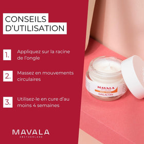 Mavala Nailactan cuticle care application demonstrating gentle nightly use.