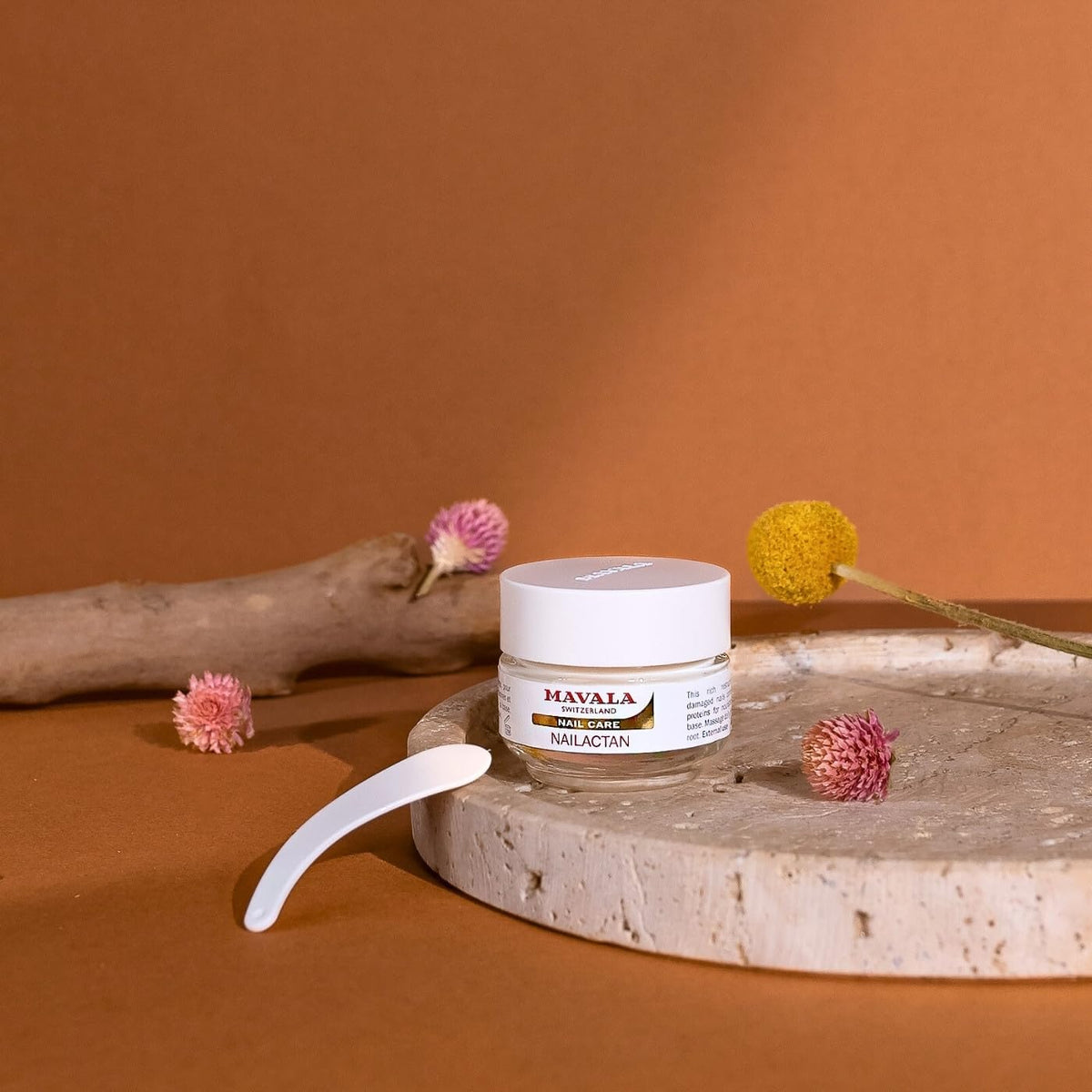 Mavala Nailactan ingredients amino acids and lipids closeup.