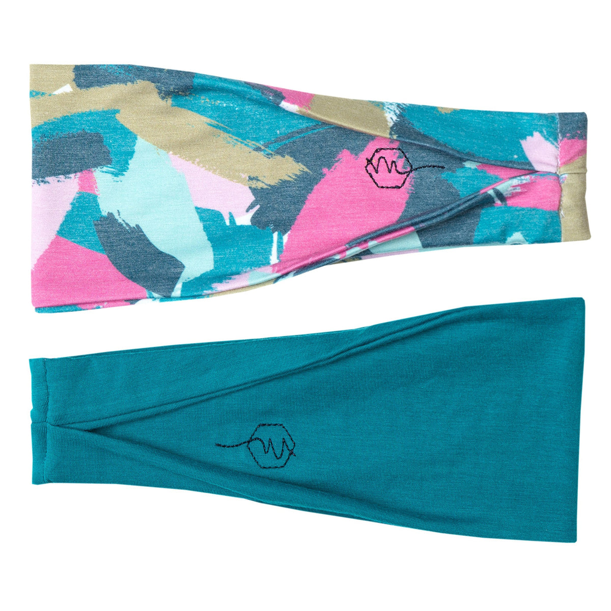 Maven Thread Bayside headbands front view in pink teal for secure fit.