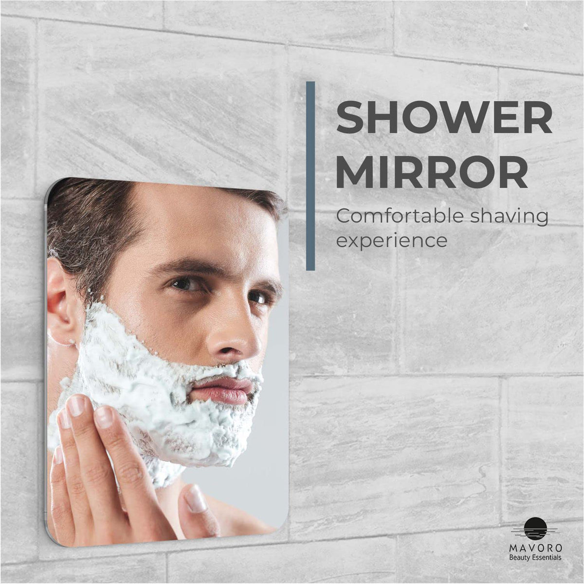 Mavoro 3M adhesive mirror installed with peel-and-stick
