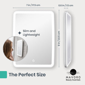 Mavoro portable travel mirror with stand for desk, vanity, or hotel counter