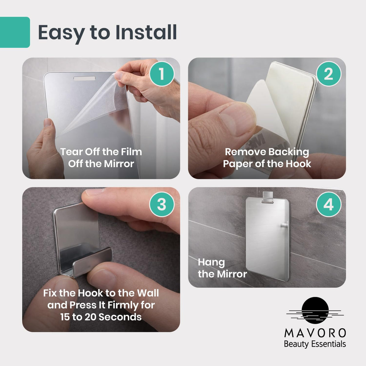 Mavoro hanging mirror fits lockers, closets, and doors.