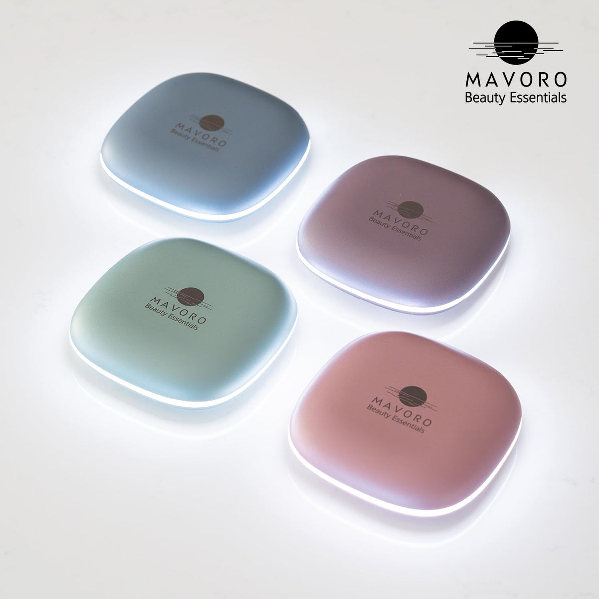 Mavoro LED travel makeup mirror includes plush pouch for gifting and storage.