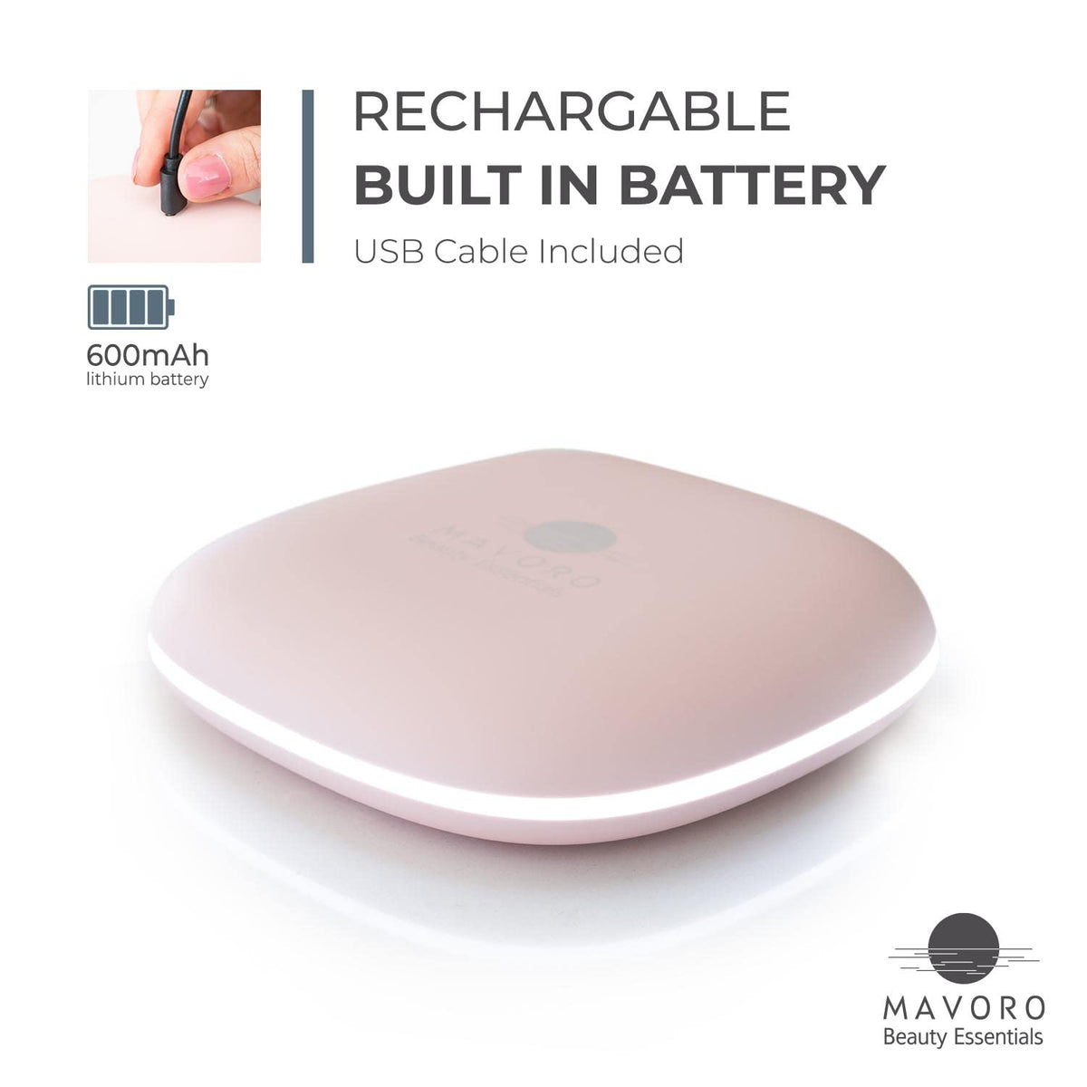 Mavoro travel mirror with dimmable three-light modes for accurate makeup.