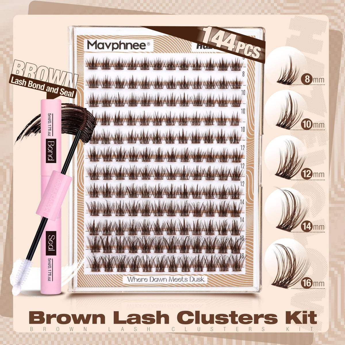 Mavphnee Brown Lash Bond bottle close-up for invisible, long-lasting hold