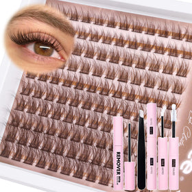 Mavphnee Brown Lash Clusters Kit — 120 pieces for natural, at-home application.