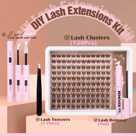 Mavphnee Brown Lash Clusters Kit 2-in-1 glue for a strong bond.