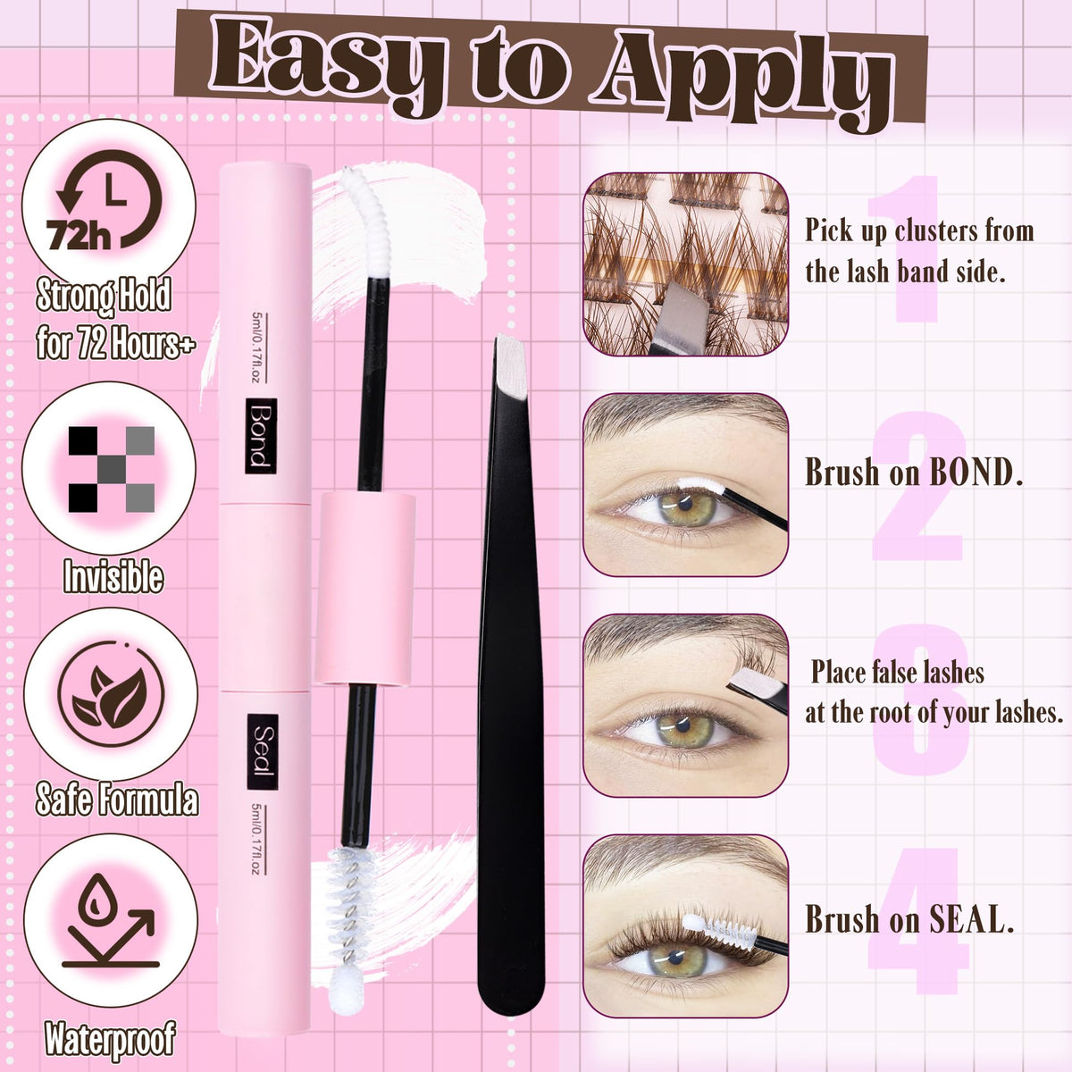 Mavphnee Brown Lash Clusters Kit natural look for everyday wear.