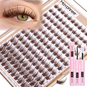 Mavphnee Brown Lash Clusters Kit packaging shows natural daily look inspiration