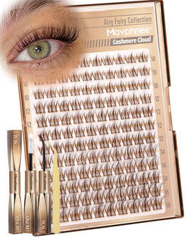 Mavphnee brown lash clusters kit setup shows a complete lash studio in one package.