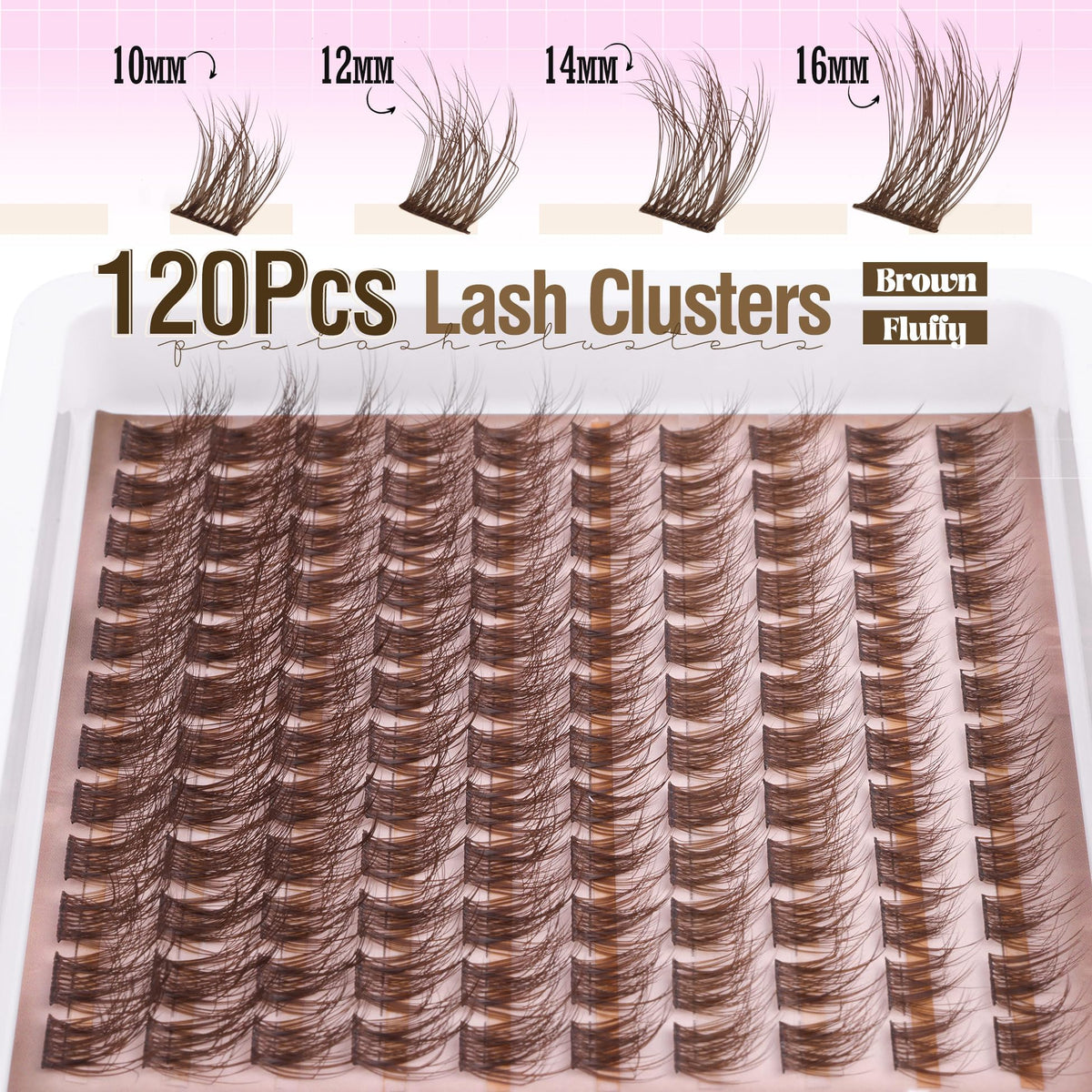 Mavphnee Brown Lash Clusters Kit soft brown shade for natural look.