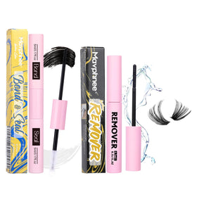 Mavphnee lash bond-seal kit application shows precise brush-on action for DIY lashes