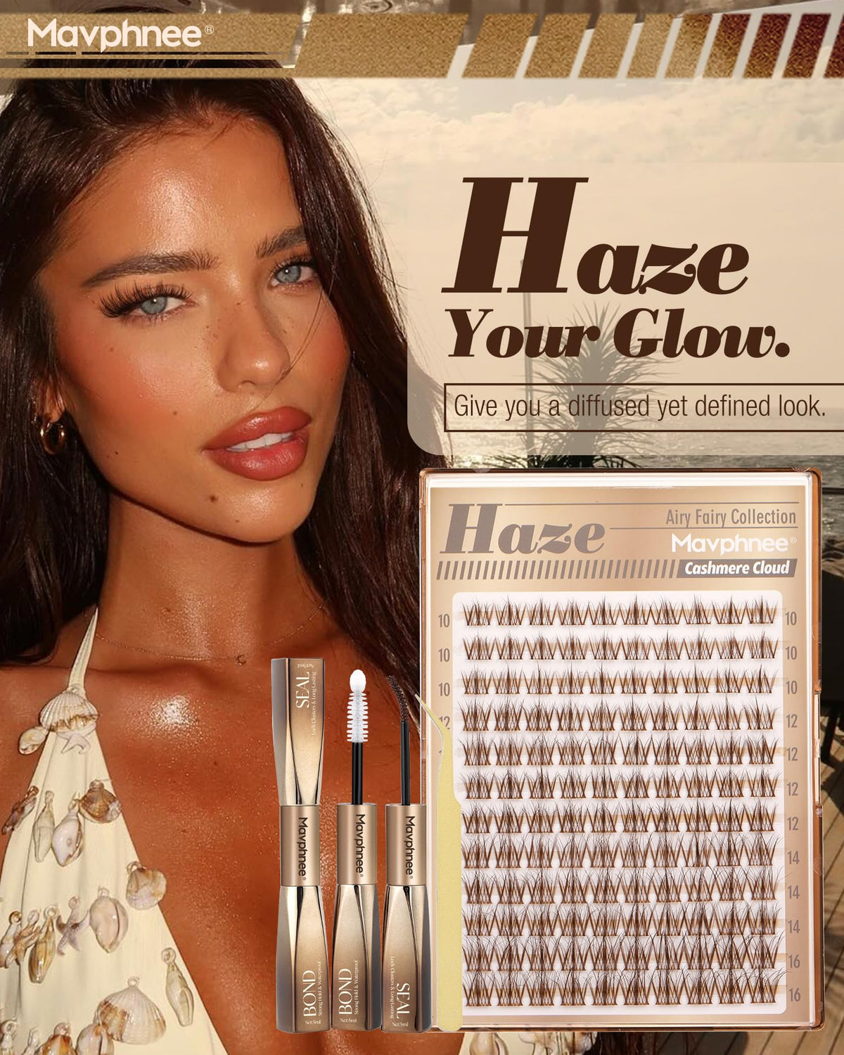 Mavphnee mixed lengths 10-16mm image allows customizable lash looks.
