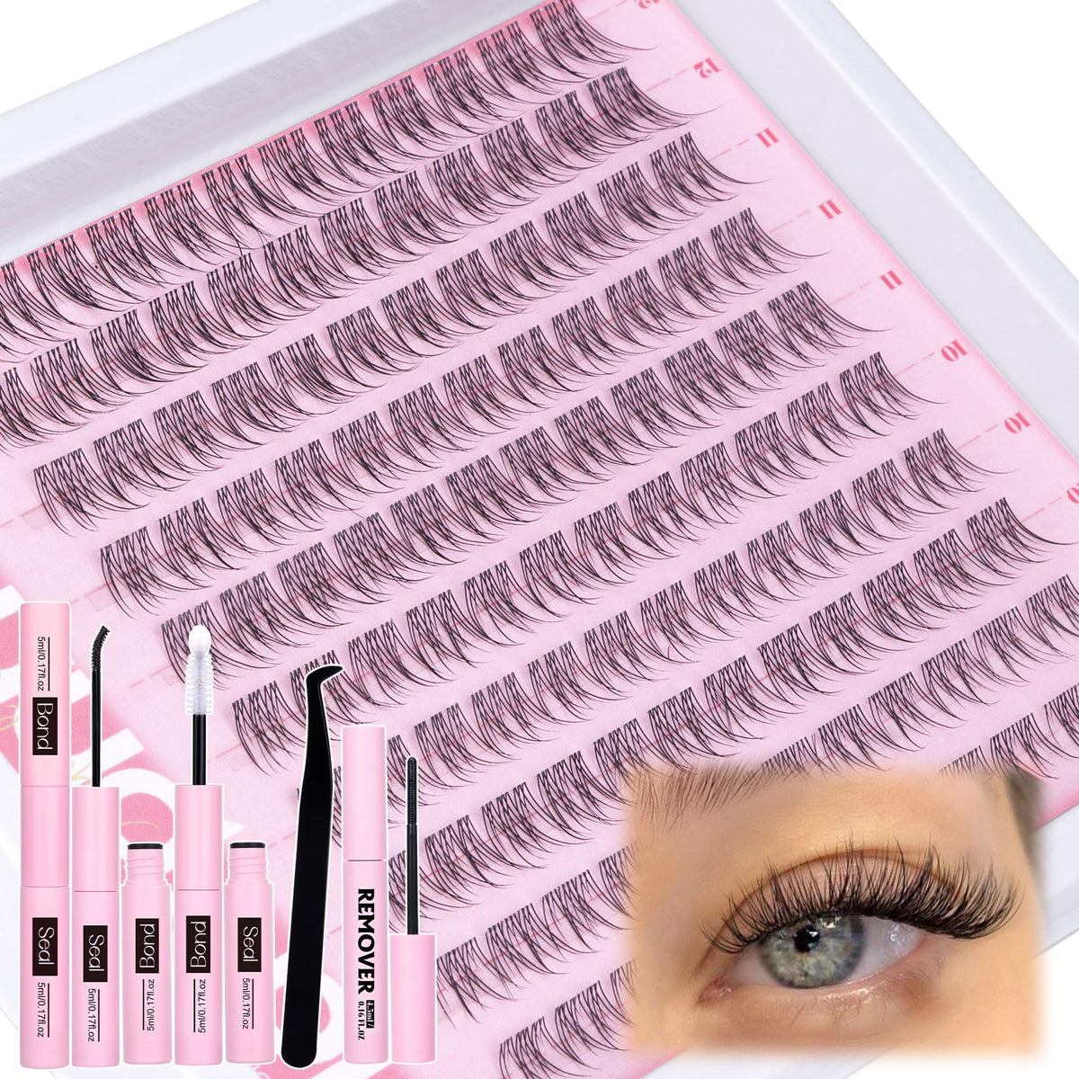 Mavphnee natural lash clusters kit with CC curl for subtle lift and definition