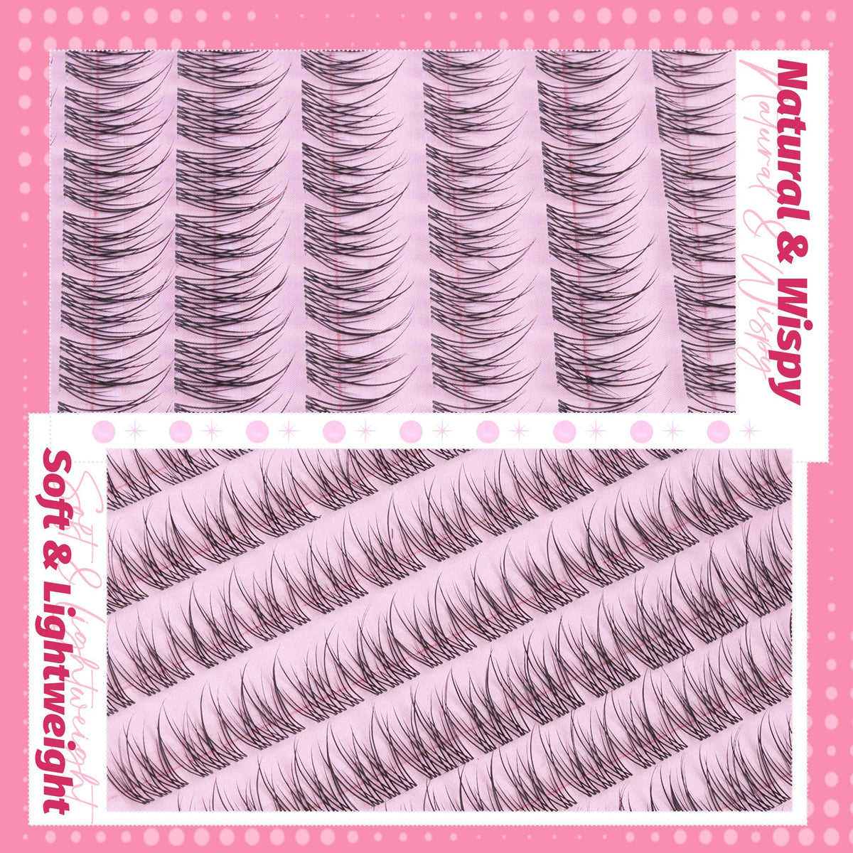 Soft, lightweight Mavphnee lash clusters deliver all-day comfort