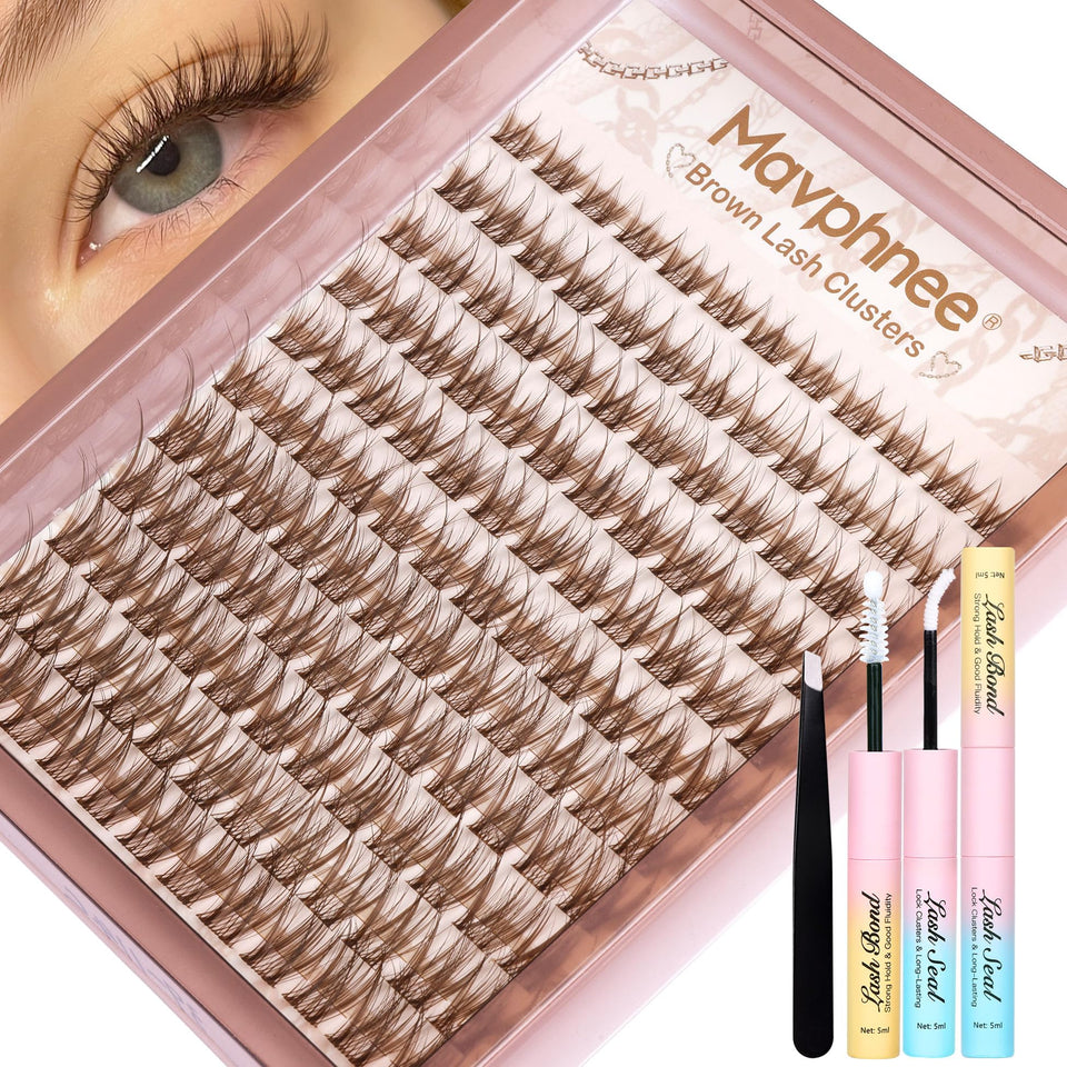 Mavphnee wispy cluster lashes kit—mixed lengths for a natural look.