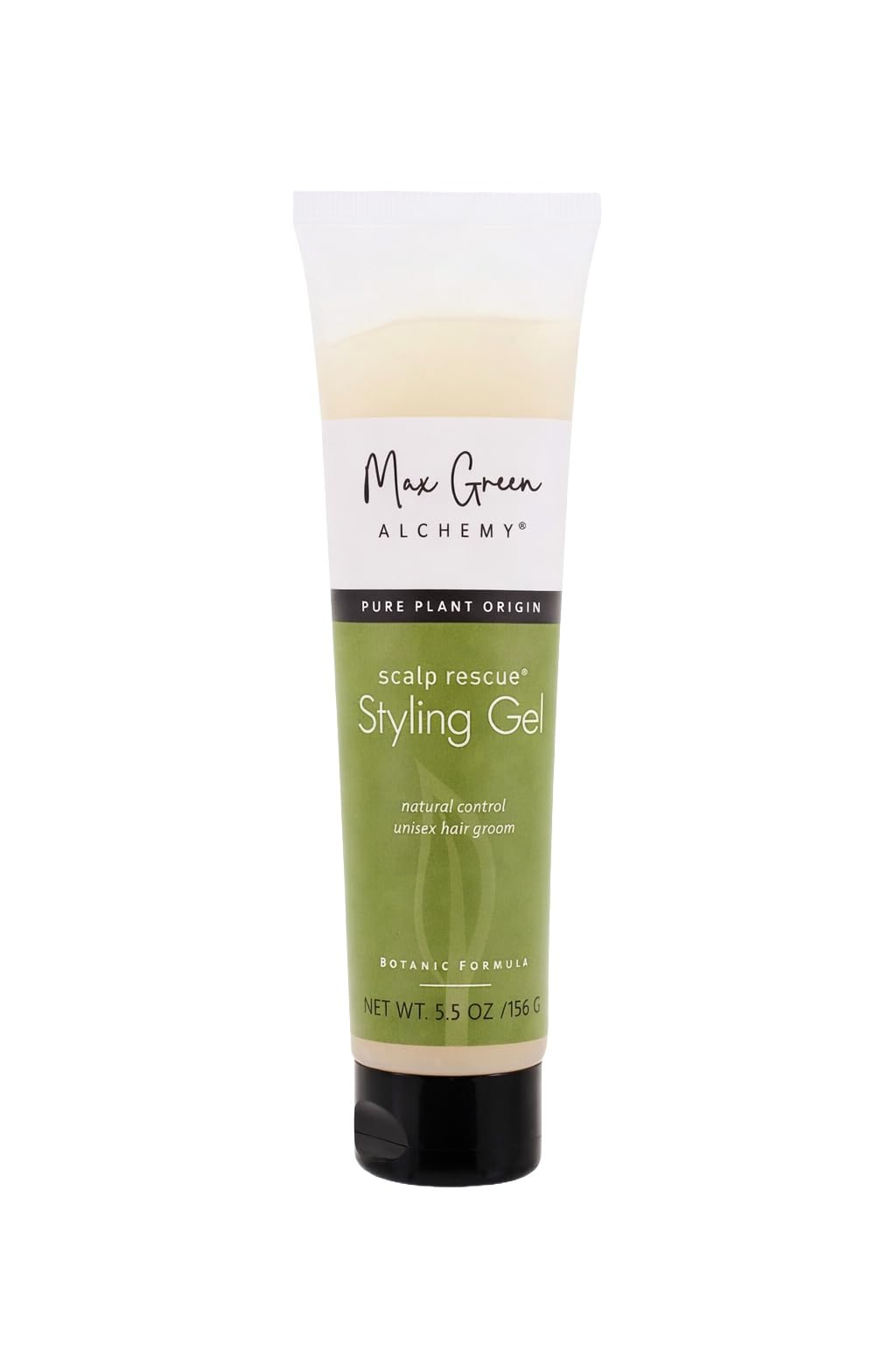 Max Green Alchemy MGA vegan hair styling gel bottle pour for flexible, natural hold.