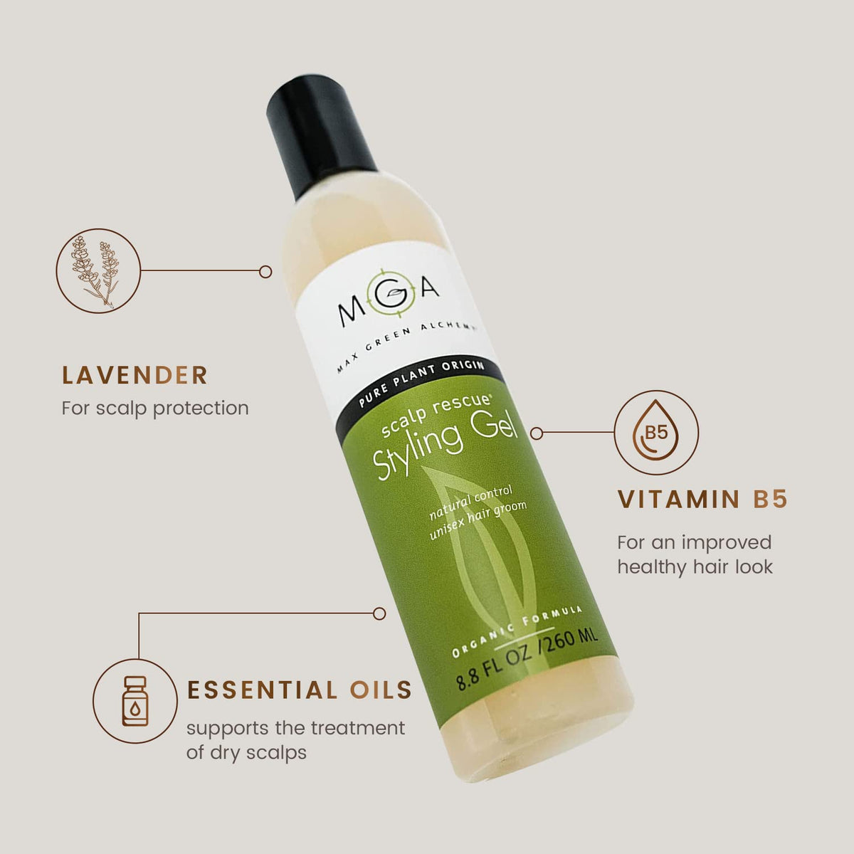 Max Green Alchemy Scalp Rescue gel bottle with mist shield against humidity.