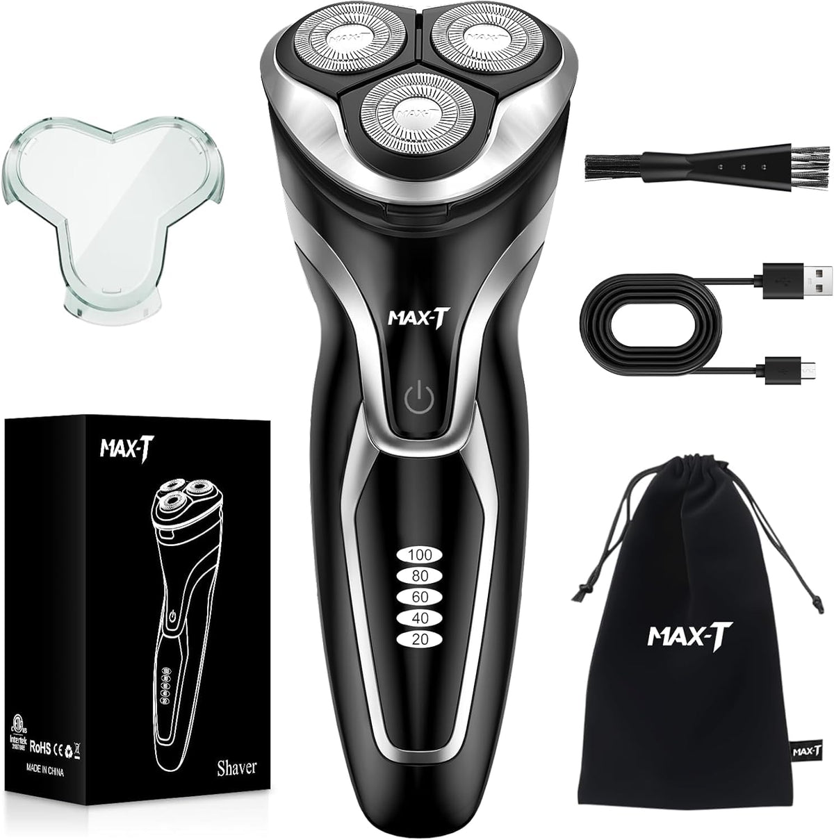 MAX-T electric razor front view showing compact design for daily grooming
