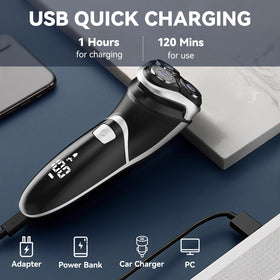 MAX-T shaver LED display shows battery and charging status