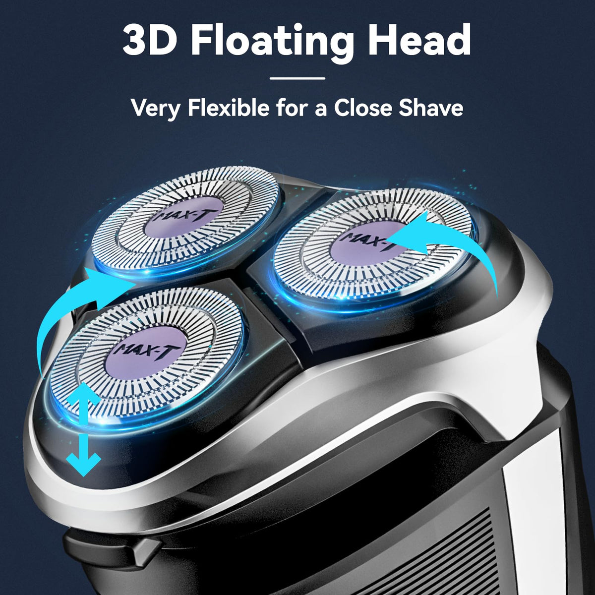 MAX-T wet/dry IPX7 shaver in use for shower shaving