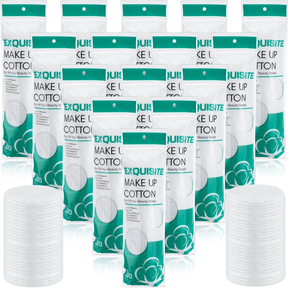 Maxcheck cotton rounds bulk 1500-piece set for makeup removal and facial cleansing.