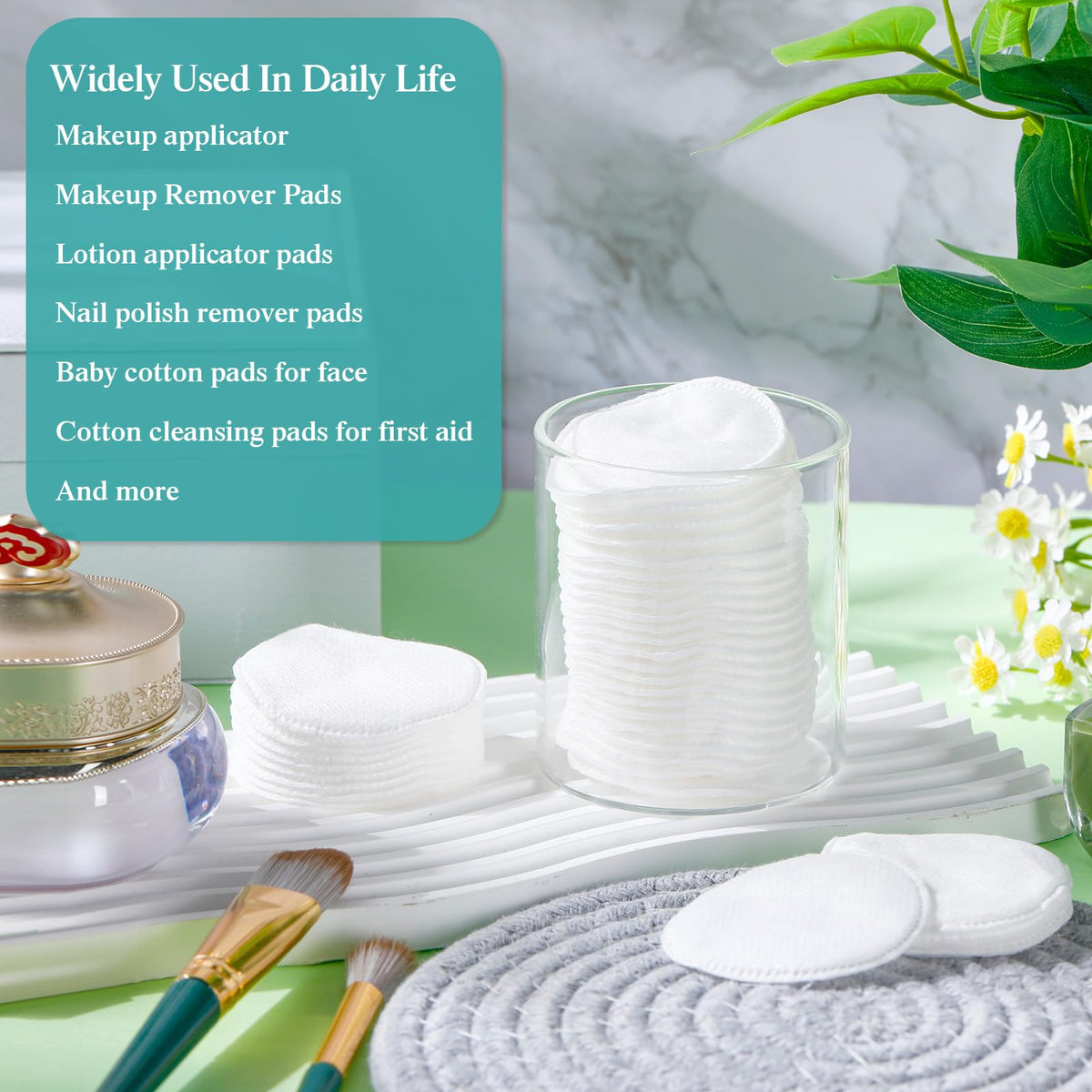 Maxcheck cotton rounds suitable for makeup removal, facial cleansing, and gentle first-aid tasks