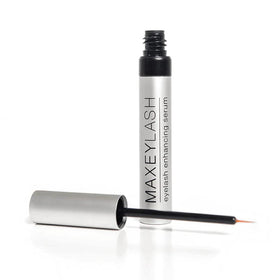 MaxeyLash serum bottle with precision brush for easy daily lash care