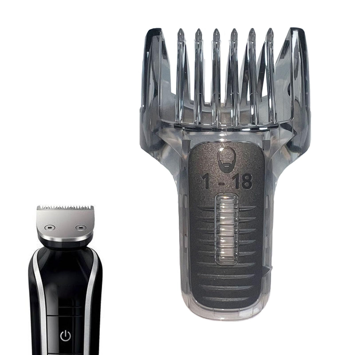 Maxeylead replacement trimmer comb with 1-18mm guide for precise beard trims.