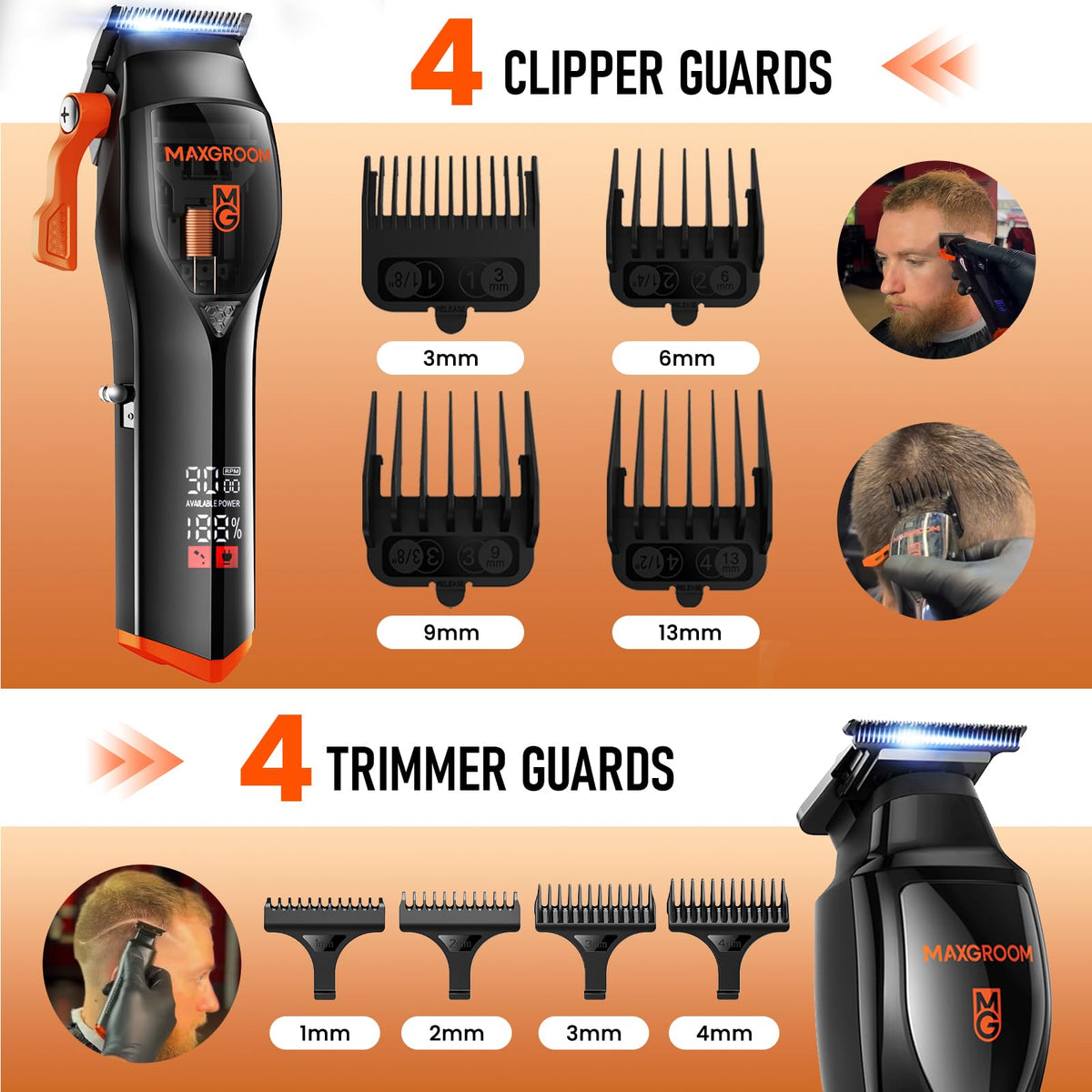 MAXGROOM rechargeable battery delivers up to 100 minutes of cordless use