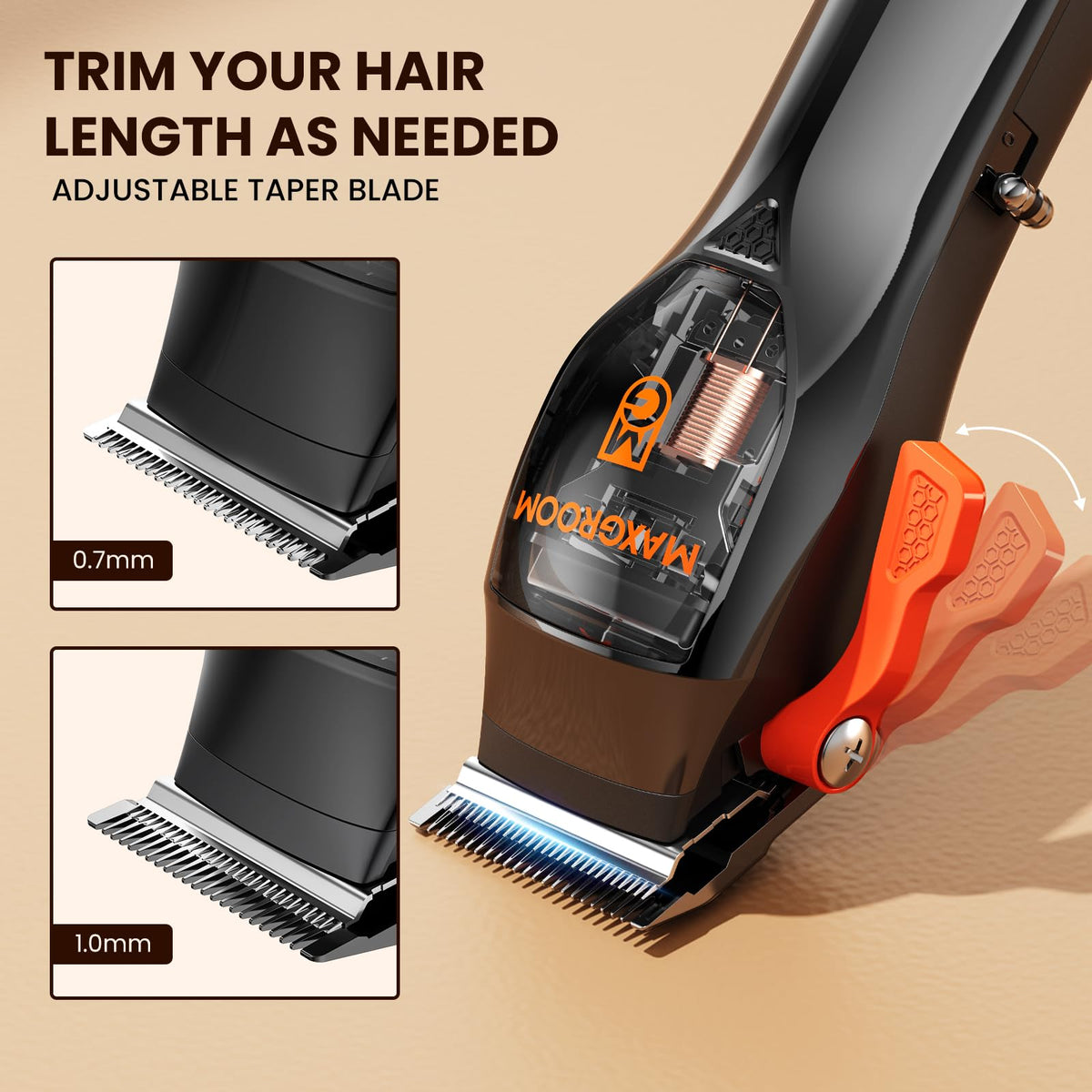 MAXGROOM salon-grade performance for fades and precise detailing