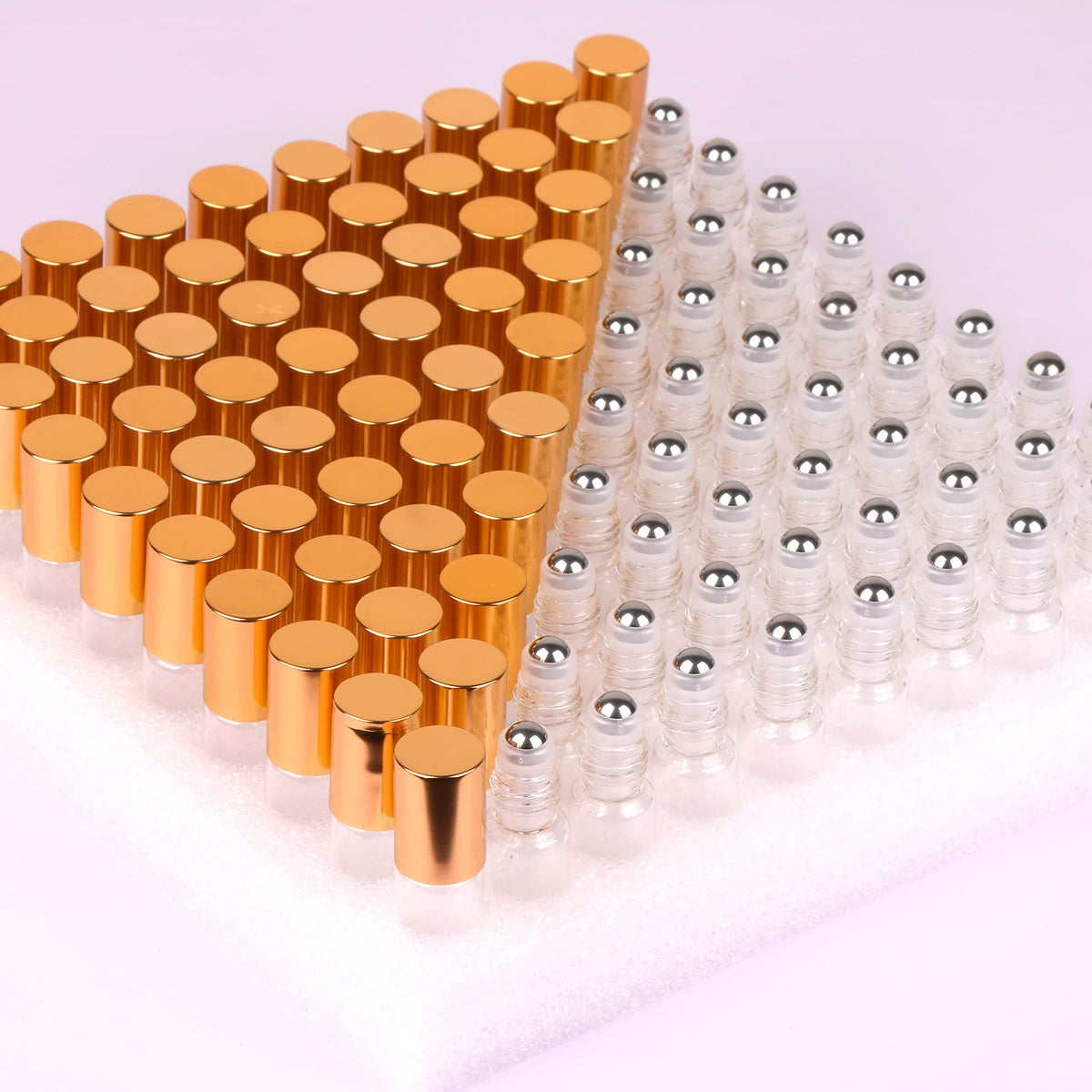 MaxMau Clear Glass Roller Bottle 5ml pack of 100 for easy sampling.