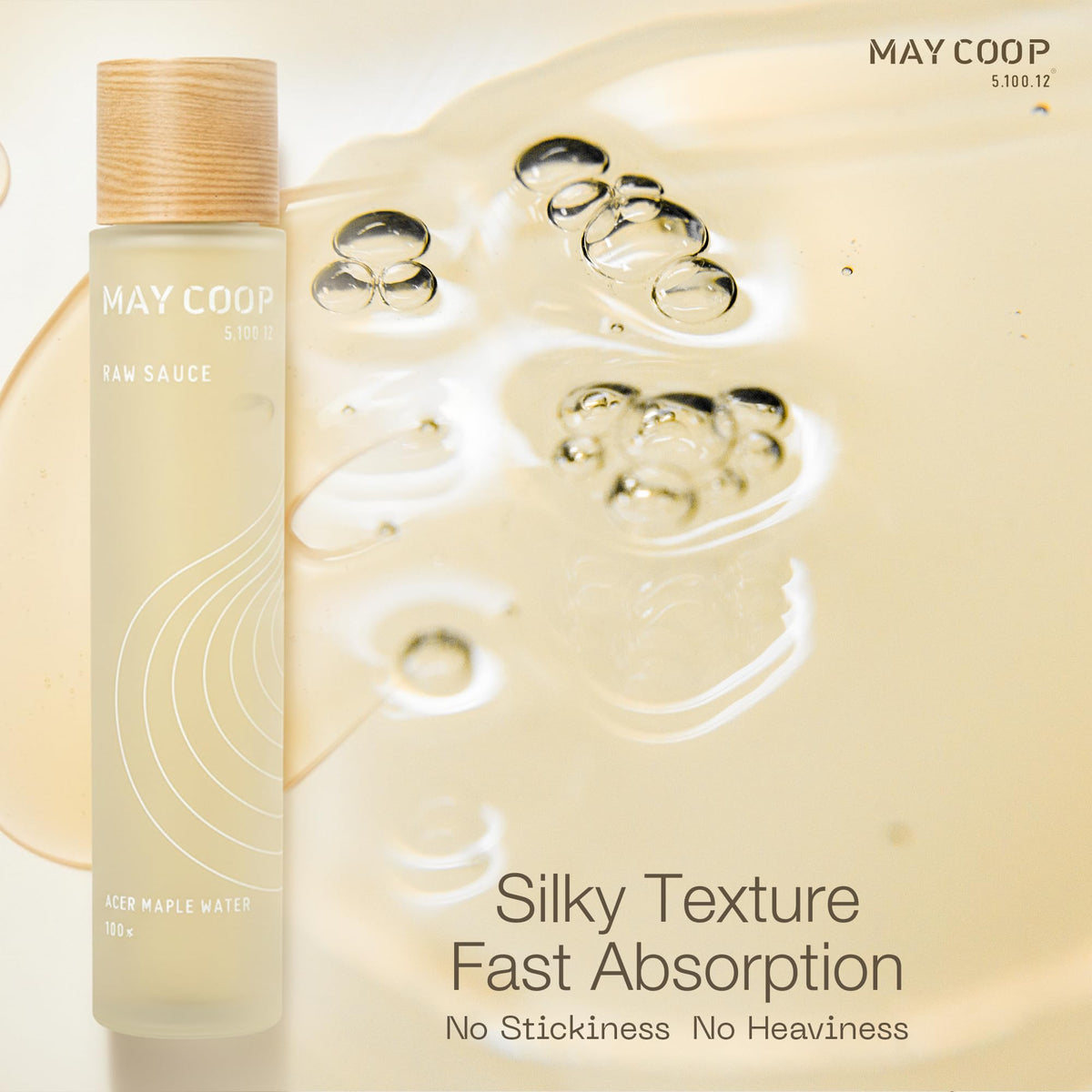MAY COOP Raw Sauce Moisture Toner maple sap drop emphasizing hydration and elasticity
