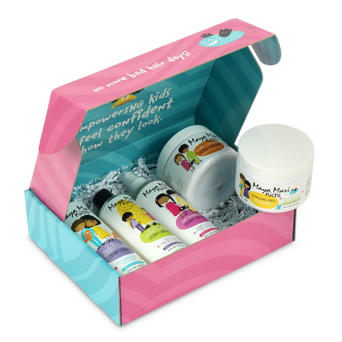 MAYA MARI curl cream and styling gel define waves and curls with a gentle hold.