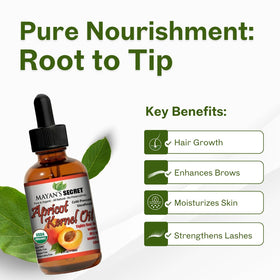 Close-up pour of Mayan’s Secret apricot oil ideal for skin and hair routines
