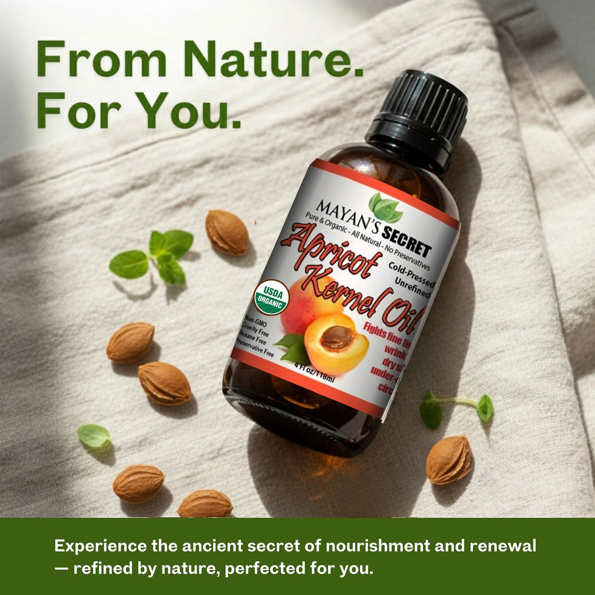 Mayan’s Secret apricot oil for hair nourishes strands and reduces frizz