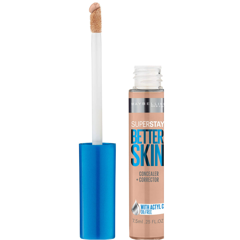 Maybelline Better Skin Concealer Light/Medium in use for targeted coverage and antioxidant support.
