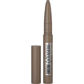 Maybelline Brow Extensions Fiber Pomade Crayon Soft Brown application shows even coverage