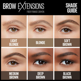 Maybelline Brow Extensions Fiber Pomade Crayon Soft Brown swatch for shade match