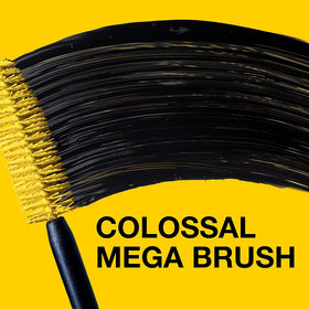 Maybelline Colossal Mascara applied to lashes delivering dramatic, defined lashes