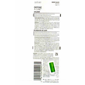 Close-up of Maybelline Define-A-Line Ebony Black 801 applying along lash line