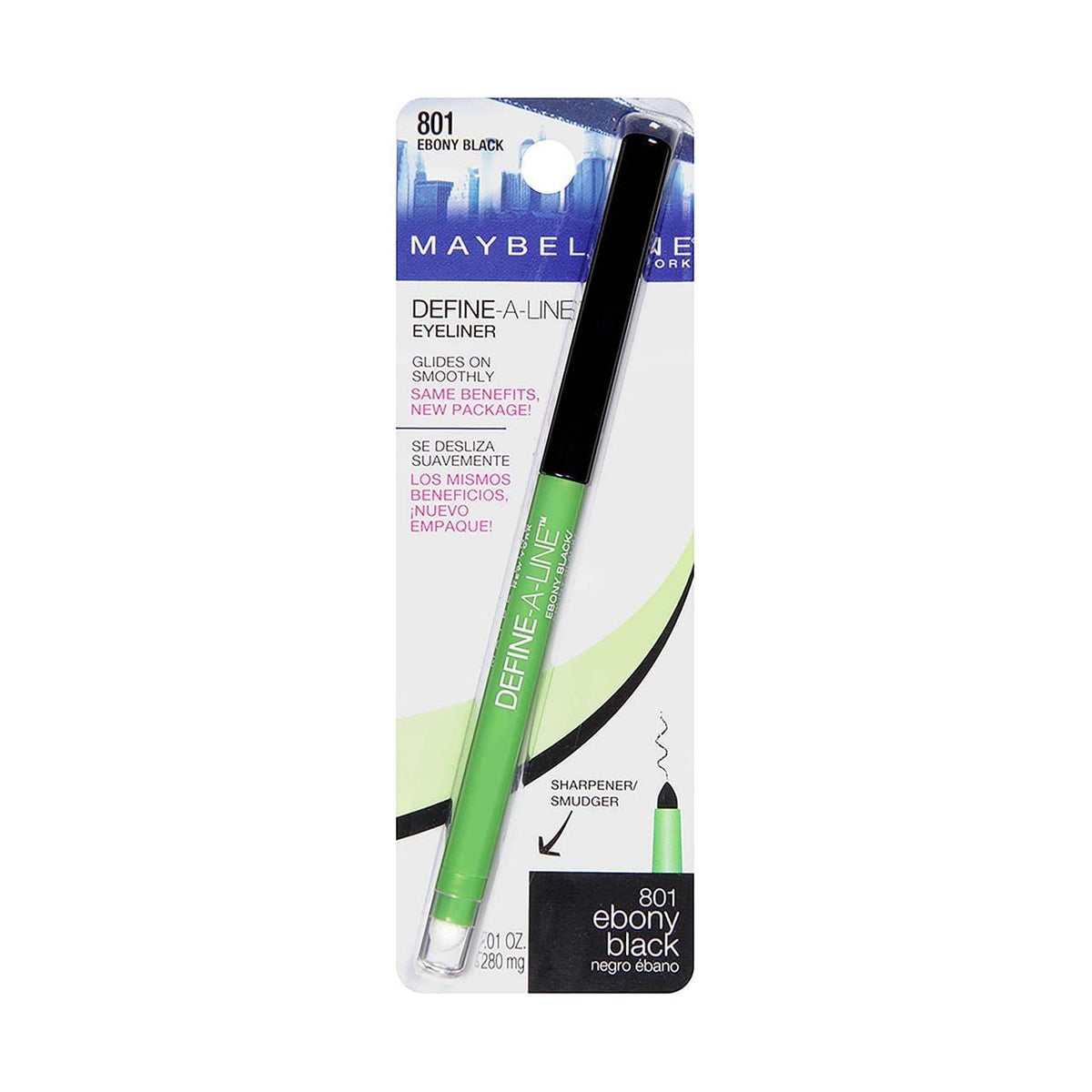 Maybelline Define-A-Line Ebony Black 801 soft-smudge for diffused edge