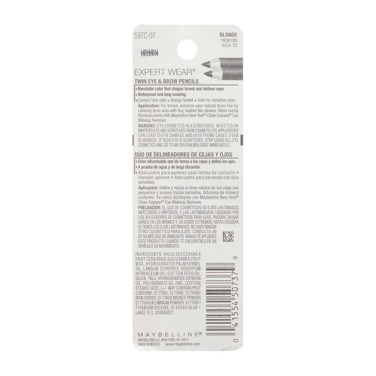 Maybelline Expert Eyes Brow and Eye Pencil Blonde dual-use design.
