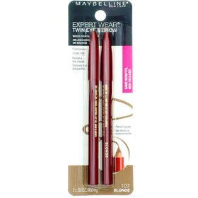 Maybelline Expert Eyes Blonde brow pencil swatch shows precise brow lines.